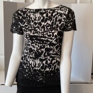 Ann Taylor Brand black and White Lace Top